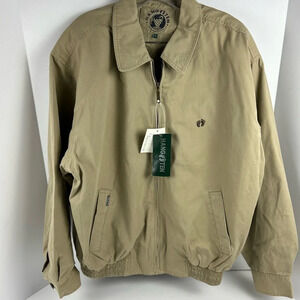Vintage Hang Ten Men's Beige Bomber style Jacket Size L Casual Lightweight
